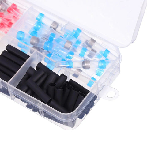 Cool Packove 102 Pcs Heat Shrink Kit Featuring Waterproof Solder Sleeves And Insulated Ring Terminals For Quick Install On Cars Outdoor Gear And Marine Systems To Keep Wiring Secure And Dry All Day Long, plastic case with black heat shrink tubes and clear solder connectors