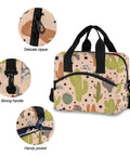 Desert Cacti Insulated 10L Cooler Bag with 300D Oxford Fabric and reinforced straps, showing zipper, handle, and pocket details.