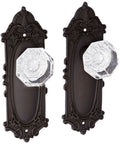 Victorian Door Plate And Waldorf Knob Double Dummy in oil rubbed bronze for classic doors; decorative design for vintage or modern homes