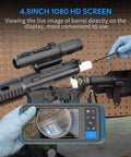 Rifle Borescope With 4.5 Inch Screen Ring Light 36 Inch Probe Right Angle Mirror Cleaning Camera For.20 Caliber And Larger Firearms Inspect Gun Barrels On Windows And Android, handheld screen view