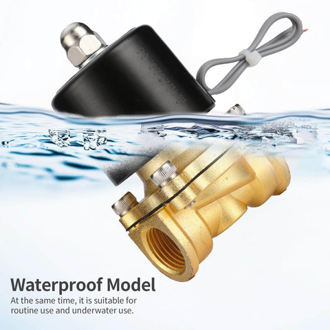 Brass Waterproof Electric Solenoid Valve Half Inch NPT DC12V Normally Closed For Water Oil Gas Air submerged in water