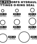 Flat Face O Ring Kit For ORFS Hydraulic Fittings Buna N 90 180 Pieces With Mixed Sizes From Quarter Inch To One Inch Includes 30 For Size Four