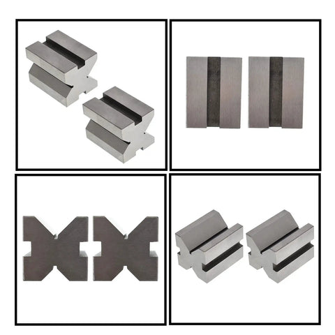 Pro Grade Hardened Steel V Block Set With 90 Degree V Grooves For Precision Layout, Processing And Inspection, 1-5/8 x 1-1/4 x 1-1/4 Inch, two V blocks