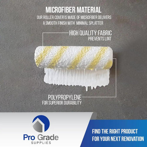 No-Shed Microfiber Paint Roller Covers Half Inch Nap, 9 Inch Length, 5 Pack For Smooth Walls And Drywall, Ultra Durable Washable