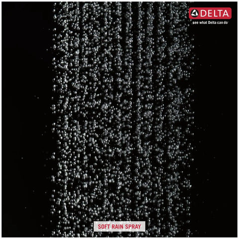 Water droplets from Chrome 8 Inch Square Rain Shower Head With Soft Rain Spray For A Dope Spa-Like Shower, overhead view