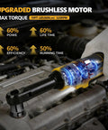 Upgraded Brushless Three Eighths Inch Cordless Ratchet Wrench With Sixty Foot Pounds Of Torque Variable Speed And LED Light
