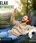Person relaxing on hammock with Inflatable Camping Pillow With Removable Washable Cover For Backpacking Ultralight Air Pillow