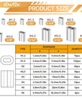Beefy All In One Aluminum Crimping Loop Sleeve Cable Ferrules Kit 285 Pcs In 8 Sizes From 3/64 to 1/4 Inch Product Size Chart