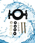 Heavy Duty Tank To Bowl Gasket Seal Kit Compatible With Eljer 043817 with black rubber gasket and brass mounting bolts.