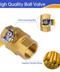 Beefy 2 Inch Brass Ball Valve NPT Female Full Port with Yellow Vinyl Insulated Handle Heavy Duty Water Shut Off 600 WOG