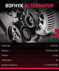 Beefed Up Alternator For Ford Mustang 2011 2014 3.7L V6 Replacement 12V 150A Clockwise Rotation 6 Groove Pulley OE Style