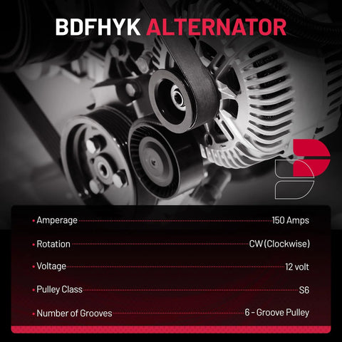 Beefed Up Alternator For Ford Mustang 2011 2014 3.7L V6 Replacement 12V 150A Clockwise Rotation 6 Groove Pulley OE Style