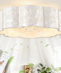 18" Coastal Boho Capiz Shell Ceiling Fan with Light and Remote,Flush Mount with remote control, showcasing scalloped pressed shell design.