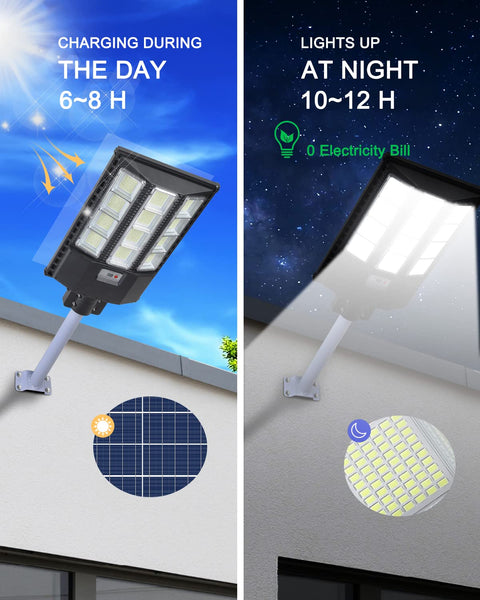 Super Bright 1000W Solar Street Lights Outdoor 100000LM Waterproof Dusk To Dawn With Motion Sensor And Remote LED Security Lighting
