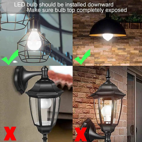 Motion Sensor LED Light Bulb 12W 100W Equivalent Dusk To Dawn Outdoor Bulb E26 5000K shown with mounting guide