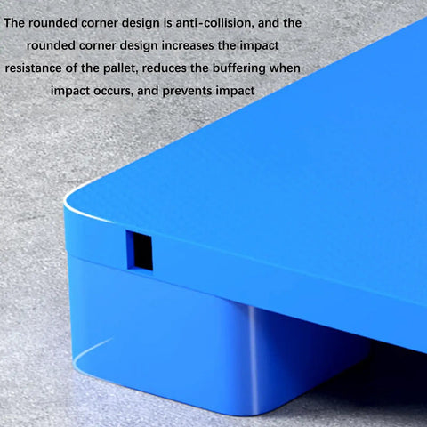 Built Tough Blue Plastic Pallet With Anti Slip Surface, Heavy Duty Polyethylene Dunnage Rack, corner detail view