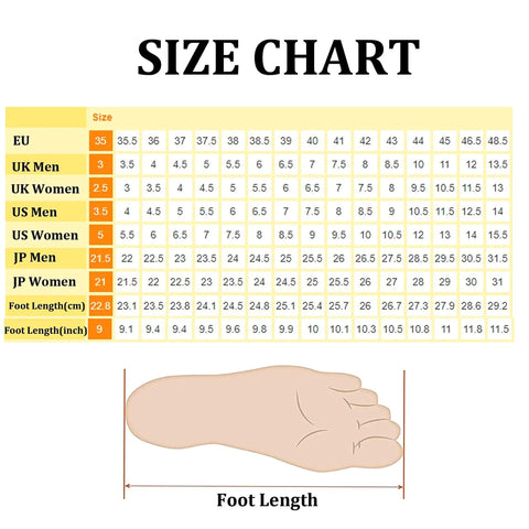 Size chart for All Terrain Inline Skates for Adults Unisex Men Women Teens Outdoor and Indoor Roller Blades Durable PP Shell.
