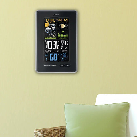 Vertical Wireless Color Weather Station All In One With Pressure And Atomic Timekeeping Indoor And Outdoor Temperature