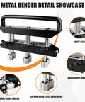 Detail showcase of Pro Grade Three Station Edge Roller Bender for metal roofing, includes dual-sided roller and adjustment knob.