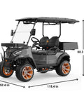 Slick Electric Golf Cart Built With A Beefy 48V 5KW AC Motor And Workhorse 100Ah Battery Cruises Smoothly At 16 MPH, showcased from the front.