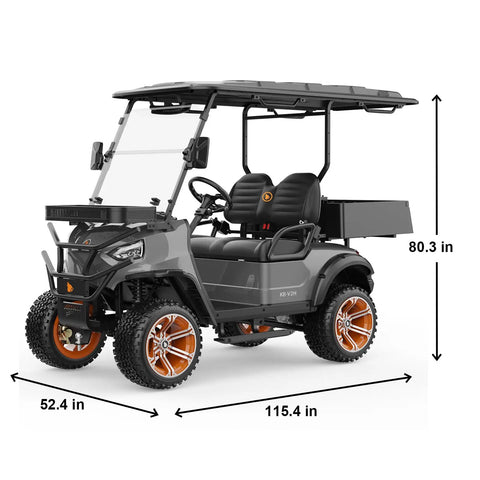 Slick Electric Golf Cart Built With A Beefy 48V 5KW AC Motor And Workhorse 100Ah Battery Cruises Smoothly At 16 MPH, showcased from the front.
