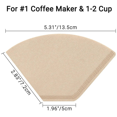 Mess Free Cone Coffee Filters 200 Count For 1 To 2 Cup Brewers Natural Unbleached Brown Paper Disposable dimensions