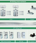 8 Foot Galvanized Box Track Sliding Barn Door Hardware For Exterior Use components including roller, stopper, and brackets