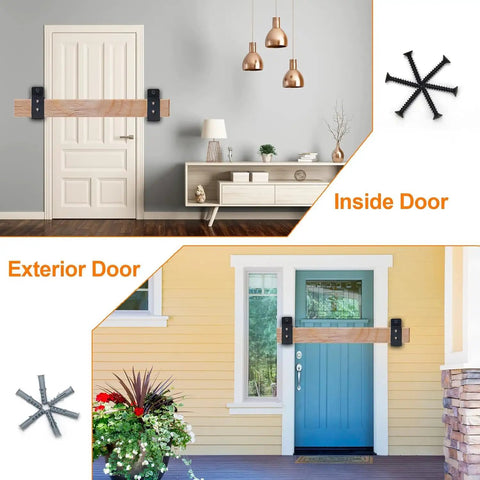 2x4 Door Barricade Brackets 4 Pack Heavy Duty U Brackets For Home Garage Gate Barn Shed Reinforcement Rust Proof Carbon Steel With Electroplated Coating Thickened Security Bar Supports installed on interior and exterior doors