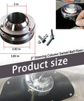Heavy Duty 2 Inch Steering Column Swivel Floor Mount With 60 Degree Ball Swivel For Chevy GMC Ford Mopar SBC BBC 350 2 Inch Diameter Columns, polished aluminum