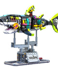 Glow In The Dark Mechanical Shark Building Set With 747 Pieces Realistic Ocean Creature Model Kit Featuring Rotating Jaws And Fins Linkage Function And Display Stand STEM Toy Gift For Kids Teens And Adults on stand