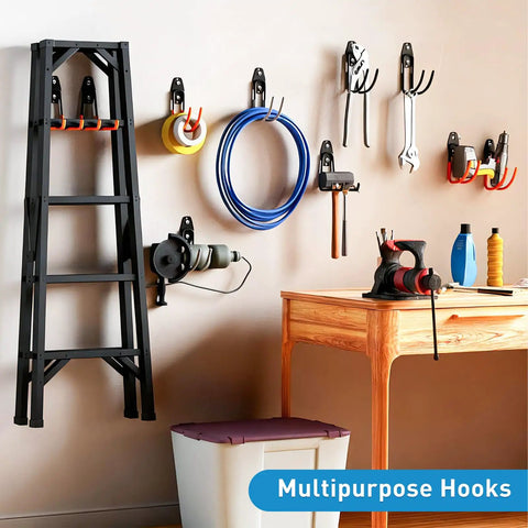 Heavy Duty Steel Wall Mount Hooks For Garage And Garden Tools, Large U Hooks With Anti Slip PVC Coating, 2 Pack Type 2
