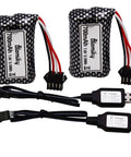 Two Pack 7.4V 700mAh Li Ion SM-4P Rechargeable Battery With Cable For HJ812 HJ820 HJ825 HJ822 HJ138 And Bezgar TX126 RC Boats
