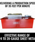 Portable Pittsburgh Lockformer Machine for Sheet Metal and HVAC Ductwork, showing 35 FPM speed and 24-28 gauge capacity