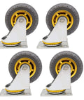 Heavy Duty Swivel Caster Wheels With Silent Rubber Treads For Slick Furniture Gliding And Serious Cart Hauling No Fuss Top Shelf Replacement Set Of Four, showing rubber tread and galvanized steel.