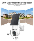 5G Solar Wireless Security Cameras Outdoor, 2K Home Surveillance With Color Night Vision, PTZ installed on house