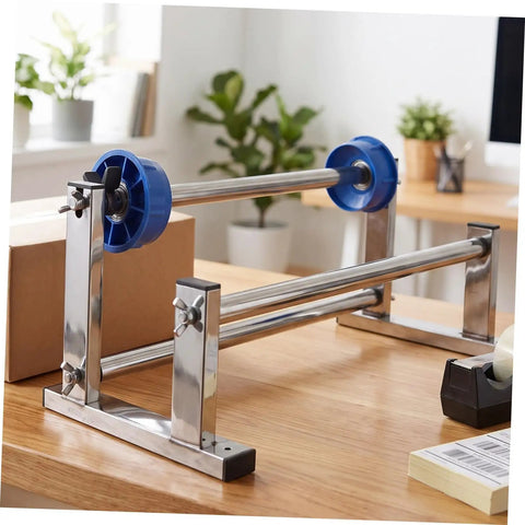 Hand Operated Unwinding Frame For Stretch Wrap Film Dispenser Tabletop Wrap Dispenser Machine Heavy Duty Metal And Plastic Construction Easy Winding And Lock Mechanism Ideal For Cargo Packing Moving And Packaging, tabletop