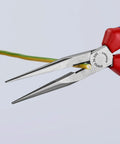 Long Nose Pliers With Cutter Eight Inch Heavy Duty Multi Component Multi Color Set With Color Coded Comfort Handles gripping wire