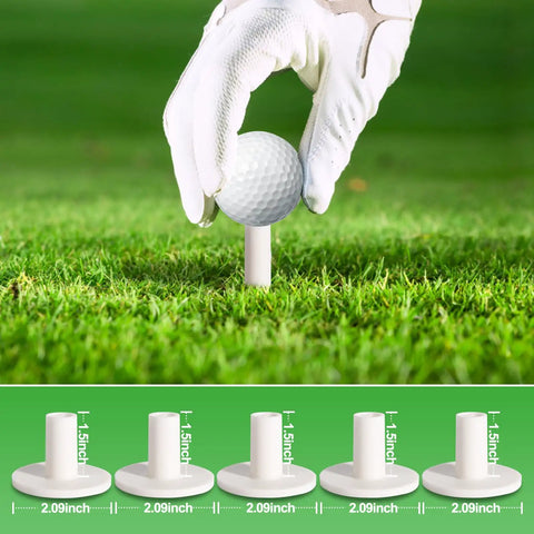 Hand placing ball on Pro Grade Adjustable Rubber Golf Tees For Mats And Indoor Outdoor Practice With Non Slip Holder Heavy Duty 1.5 Inch Height