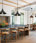 Heavy Duty Black Plug In Pendant Lights 2 Pack Industrial Hanging Lamps With 15 Foot Adjustable Cord And Switch in a modern kitchen.