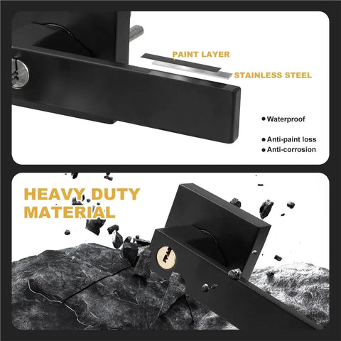 15 Piece Matte Black Door Lever Handleset With Heavy Duty Reversible Hardware And Square Plate For Home Doors Closet And Bathroom Easy Grip No Brainer Smooth Operation showing waterproof and anti-corrosion features.