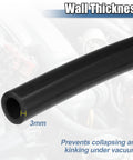 Silicone Vacuum Hose 1m 9mm ID For Turbo Boost, Air Intake, And Auto Vacuum Lines, Durable High Temp Black Tubing