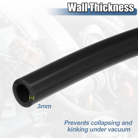 Silicone Vacuum Hose 1m 9mm ID For Turbo Boost, Air Intake, And Auto Vacuum Lines, Durable High Temp Black Tubing