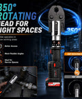 Heavy Duty 21V Cordless Hydraulic Pipe Crimper With 60KN Force For Copper HVAC Plumbing, featuring a 350° rotating head for tight spaces.