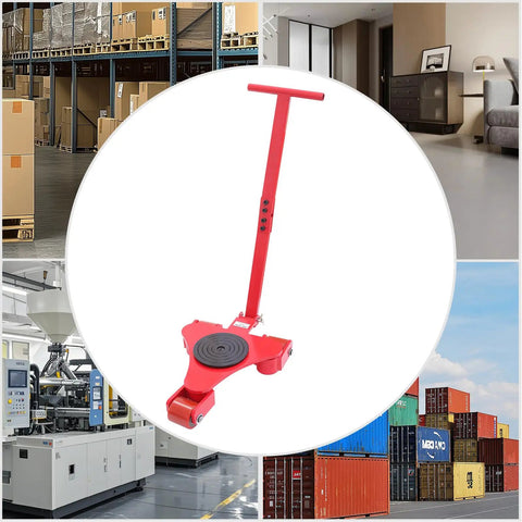 Solid Core Heavy Duty 2 Ton Capacity 3 Wheel Machinery Dolly for moving freight in warehouses and shops.