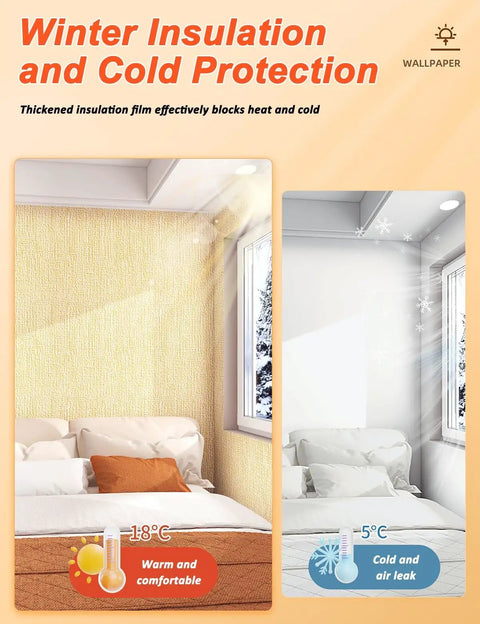 Peel And Stick Wallpaper Rolls Boasting 9Mm XPE Foam Thermal Insulation Waterproof Moisture Proof 3D Linen Texture Self Adhesive Wall Covering Removable For Bedroom Living Room The Real Deal shown in insulated and cold spaces.