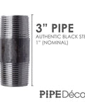 One Inch By Three Inch Black Steel Plumbing Pipe Six Pack With Pre Cut Connectors For Industrial Style DIY Furniture