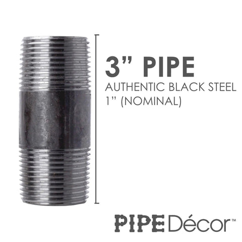 One Inch By Three Inch Black Steel Plumbing Pipe Six Pack With Pre Cut Connectors For Industrial Style DIY Furniture
