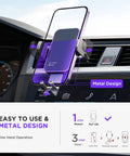 Wireless Car Charger Mount With Auto Clamping And 15W Fast Charge, 7 Color RGB Backlit, in car dashboard with metal design