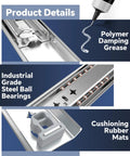 Heavy Duty Drawer Slides With Lock For 20 Inch Drawers, Full Extension Ball Bearing Slides For Tool Cabinets And Workbenches, Cold Rolled Steel Construction, 250 Lb Capacity, Detachable Locking Mechanism For Safe, Smooth Operation, steel ball bearings and cushion rubber mats