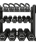 Three Tier Dumbbell Rack Stand For Home Gym With Adjustable Height And Space Saving Compact Design 1000 Lb Capacity Heavy Duty Weight Storage Durable Steel Rack